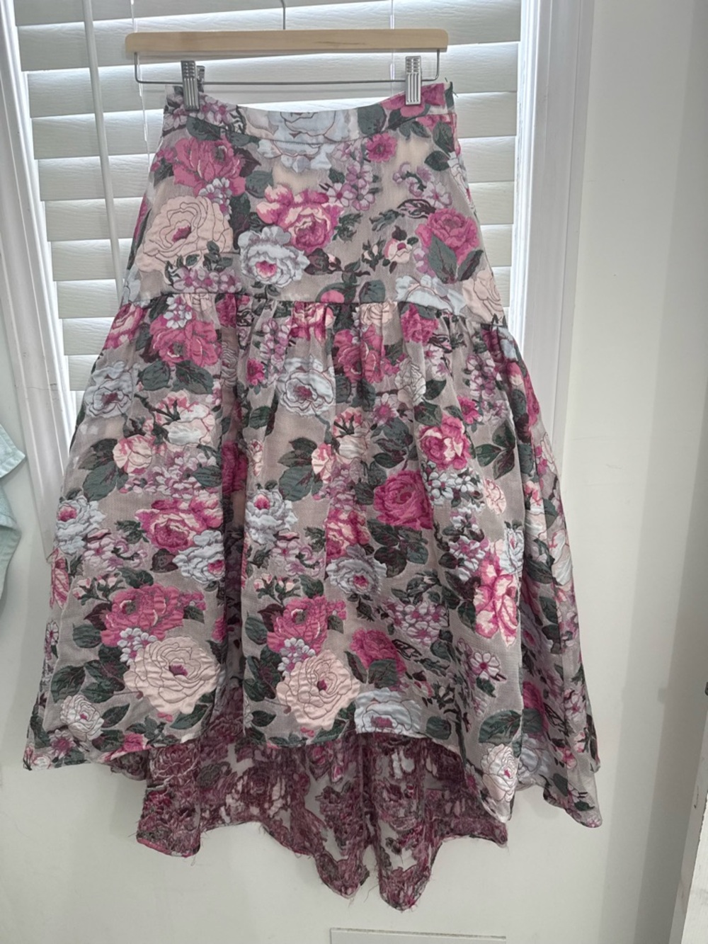 Badgley Mischka Pink and Cream Floral Skirt